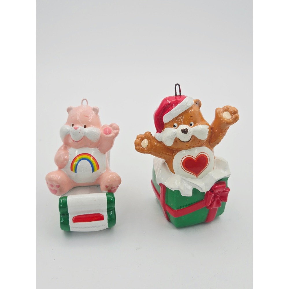 Vintage 1984 Care Bears Ceramic Christmas Ornaments Cheer Bear - Tenderheart